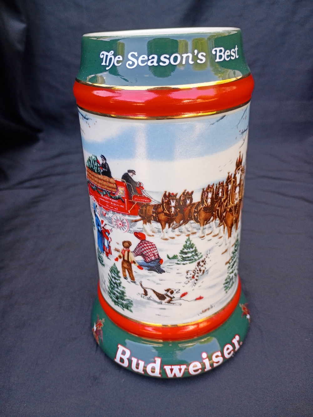 1991 Budweiser Christmas Beer Mug/Stein "The Season's Best"